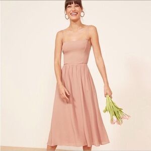 REFORMATION Rosehip Midi Dress Strap Pink Midi Dress